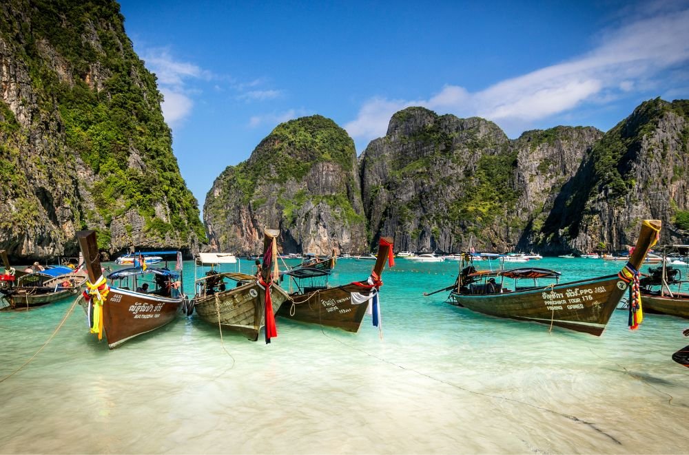 Beautiful phi phi beach island in Thailand.